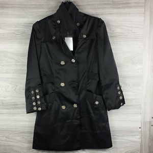 East E-Nian Satin Black Over Coat